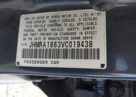 1997 Honda Odyssey Lx from USA, damaged, VIN JHMRA1863VC019438